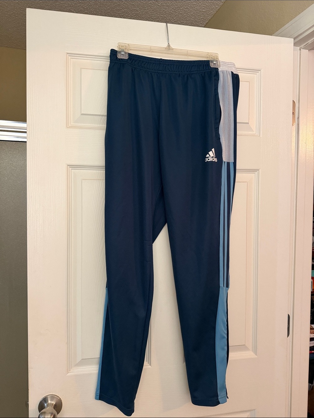 adidas Navy Blue Joggers with Light Blue Stripe Details